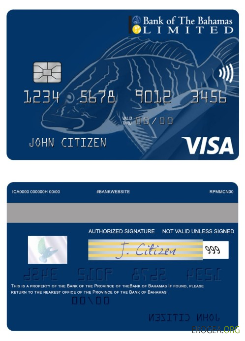 Bahamas Bank of Bahamas Carte Visa prépayée en dollars américains